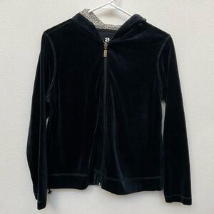 Activology Navy Blue Velour Full Zip Hooded Jacket Size Medium Petite Athleisure